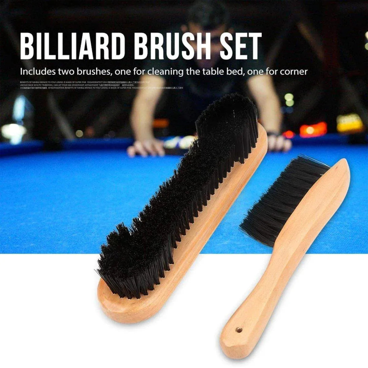 2PCS Brush Rail Brush Set Billiard Table Cleaning Kit Pool Table Corner Brush V528-BILLIARD-BRUSH-WOOD-433271
