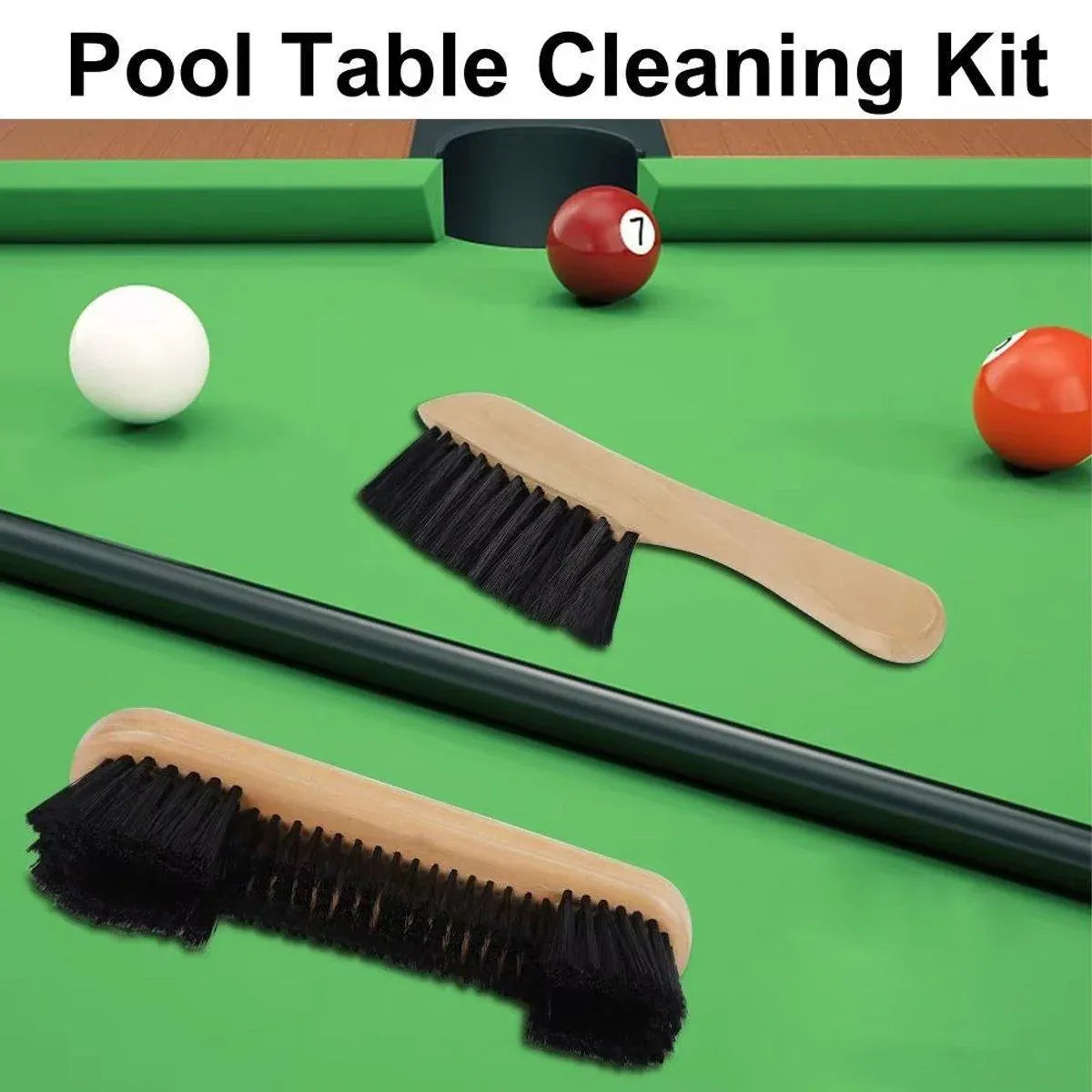 2PCS Brush Rail Brush Set Billiard Table Cleaning Kit Pool Table Corner Brush V528-BILLIARD-BRUSH-WOOD-433271