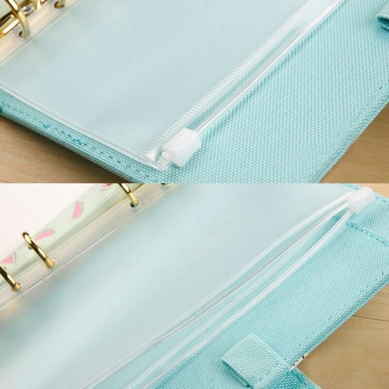 12X A5/A6/A7 Binder Pocket Zipper 6 Holes Pvc Document Filling Bags Clear Kit - A5(21*15CM) V528-BINDERPOCKET-12PCS-A5-108186