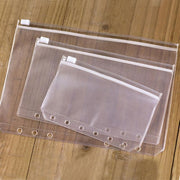 12X A5/A6/A7 Binder Pocket Zipper 6 Holes Pvc Document Filling Bags Clear Kit - A5(21*15CM) V528-BINDERPOCKET-12PCS-A5-108186
