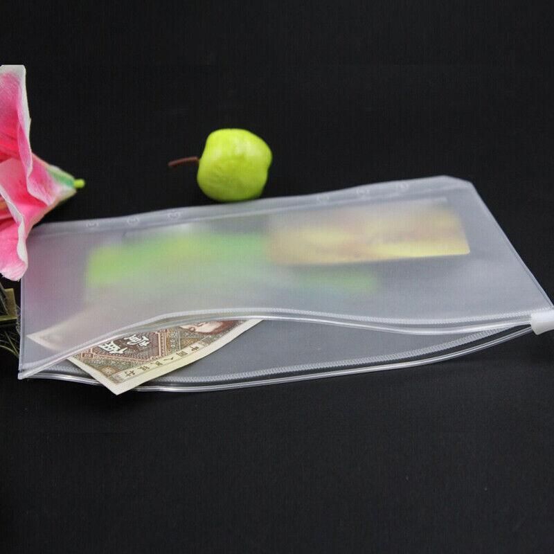 12X A5/A6/A7 Binder Pocket Zipper 6 Holes Pvc Document Filling Bags Clear Kit - A5(21*15CM) V528-BINDERPOCKET-12PCS-A5-108186