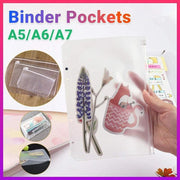 12X A5/A6/A7 Binder Pocket Zipper 6 Holes Pvc Document Filling Bags Clear Kit - A6(17*11CM) V528-BINDERPOCKET-12PCS-A6-116698