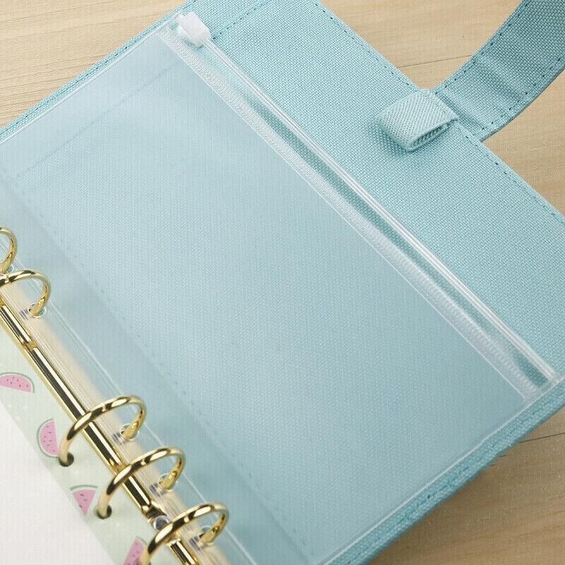 12X A5/A6/A7 Binder Pocket Zipper 6 Holes Pvc Document Filling Bags Clear Kit - A6(17*11CM) V528-BINDERPOCKET-12PCS-A6-116698