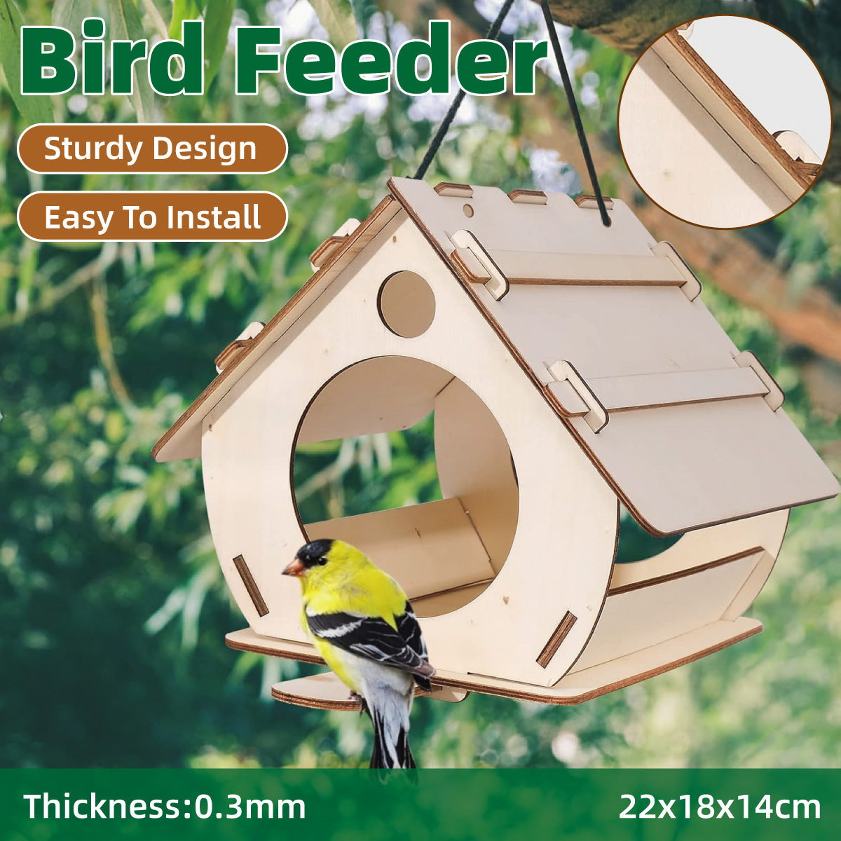 Hanging Bird House Nest Feeder Outdoor Garden Cage Shelter For Small Wild Birds V528-BIRD-22-14-18CM-138330