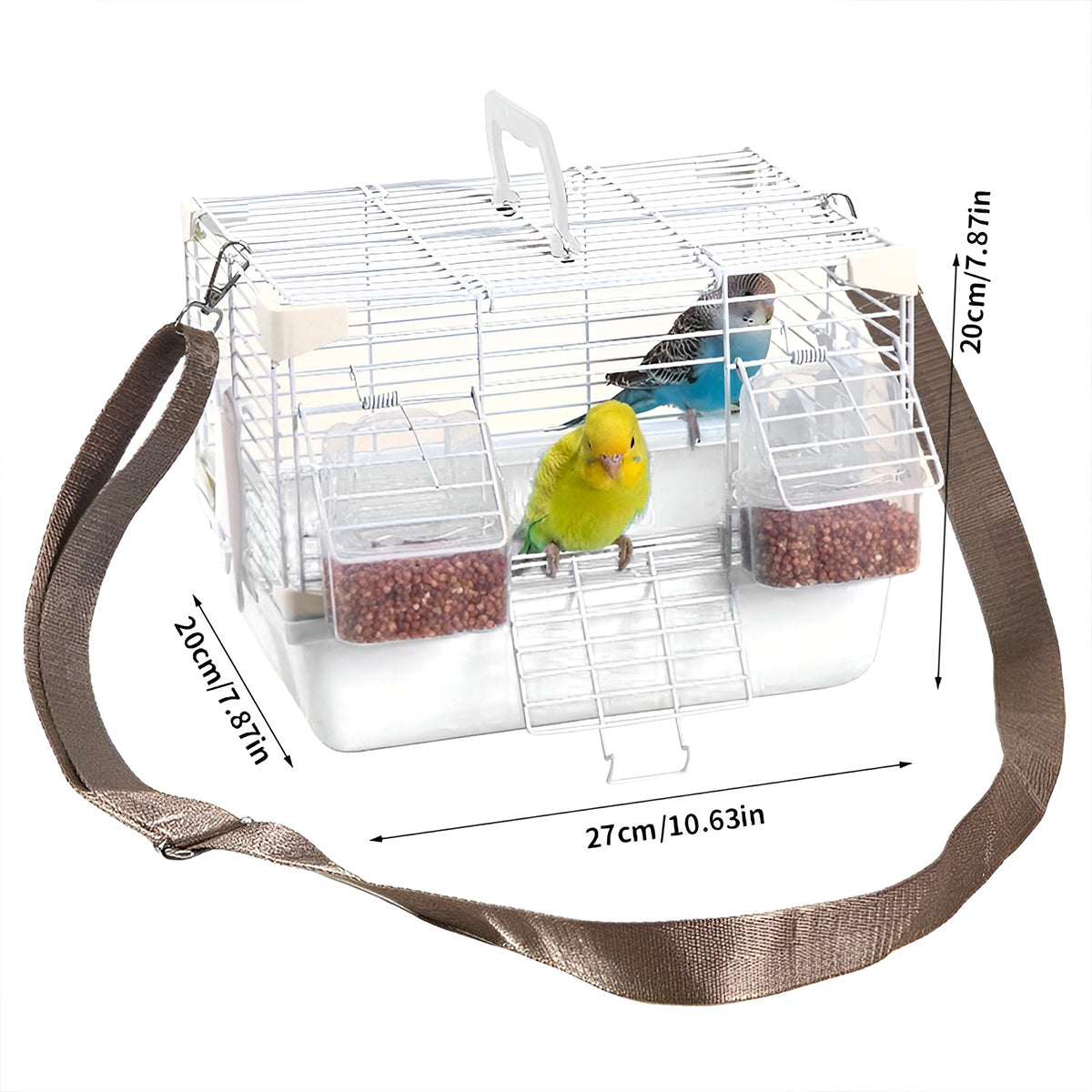 Portable Bird Carrier Cage Backpack Travel Bird Cage Outdoor Ventilated Pet Bag - Grey V528-BIRD-CAGE-GREY-524043