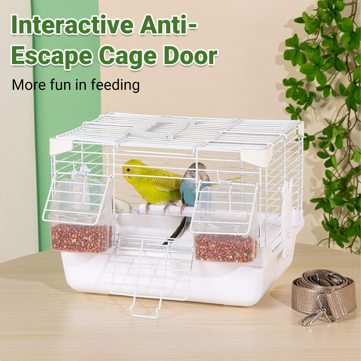 Portable Bird Carrier Cage Backpack Travel Bird Cage Outdoor Ventilated Pet Bag - Grey V528-BIRD-CAGE-GREY-524043