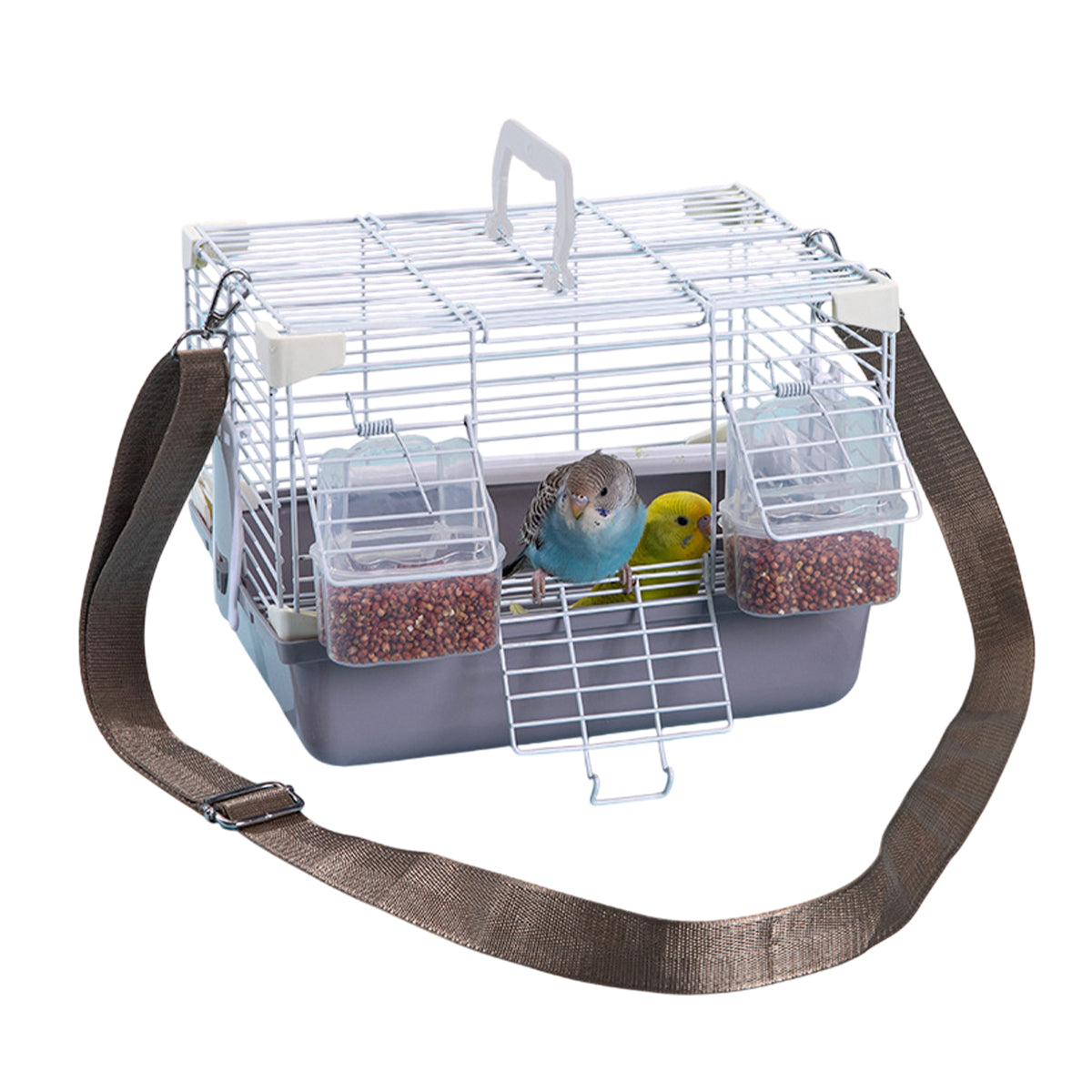 Portable Bird Carrier Cage Backpack Travel Bird Cage Outdoor Ventilated Pet Bag - Grey V528-BIRD-CAGE-GREY-524043