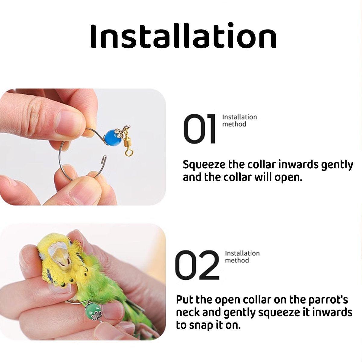 Parrot Neck Collar Stainless Steel Bird Chain Training Adjustable Bird Leash - S-Diameter 1.6cm V528-BIRD-CHAIN-MYS-S-277931