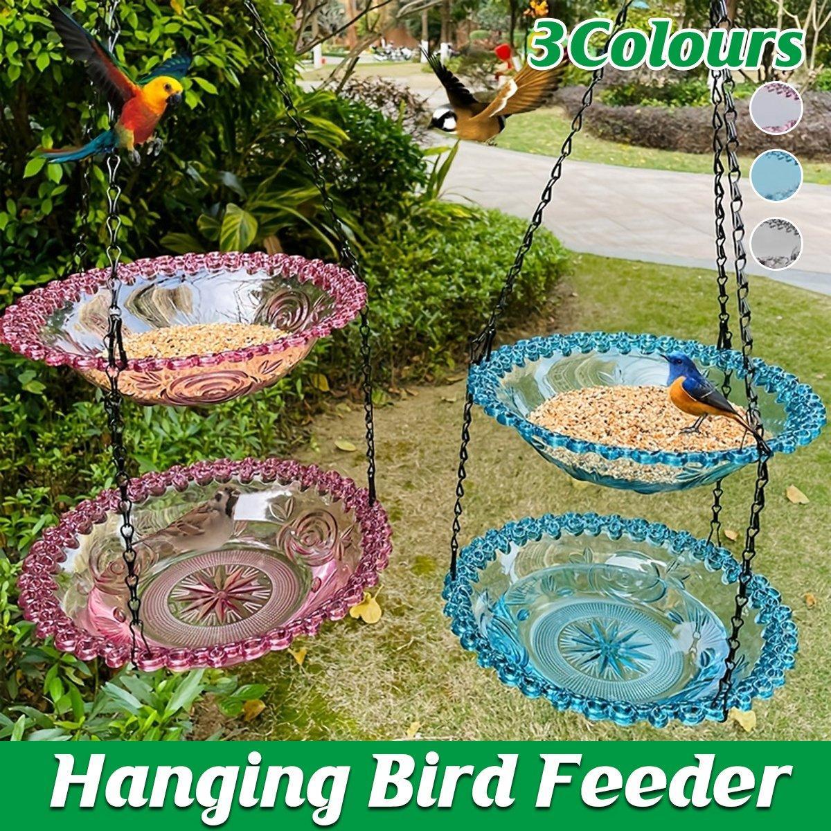 Outdoor Hanging Bird Feeder Bath Garden Patio Decoration for Attracting Birds - Grey V528-BIRD-FEEDER-2-GREY-312969