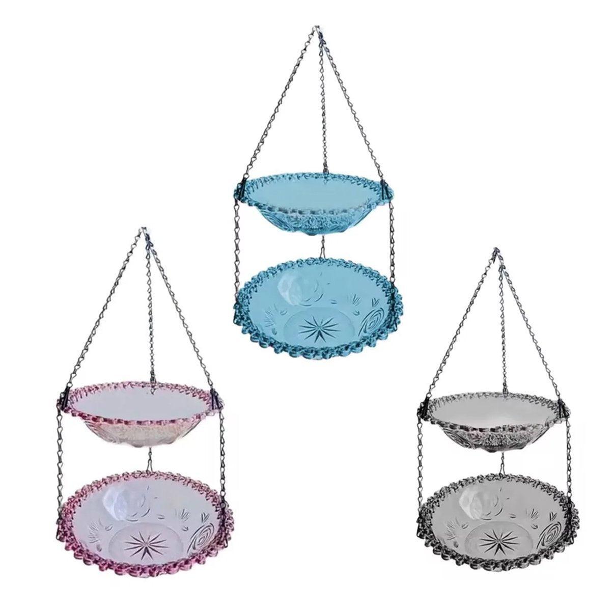 Outdoor Hanging Bird Feeder Bath Garden Patio Decoration for Attracting Birds - Grey V528-BIRD-FEEDER-2-GREY-312969