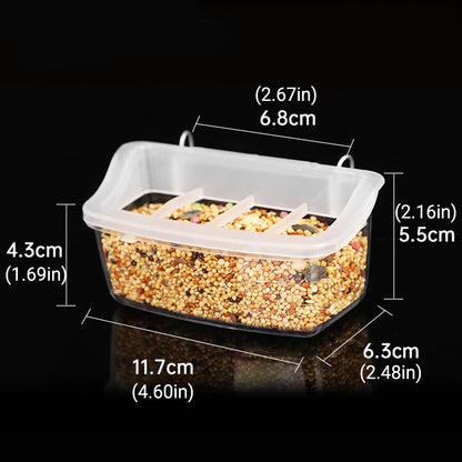 Clear Bird Feeder Box Parrot Food Dispenser Cage Sink Container Hanging Supplies V528-BIRD-FEEDER-496650