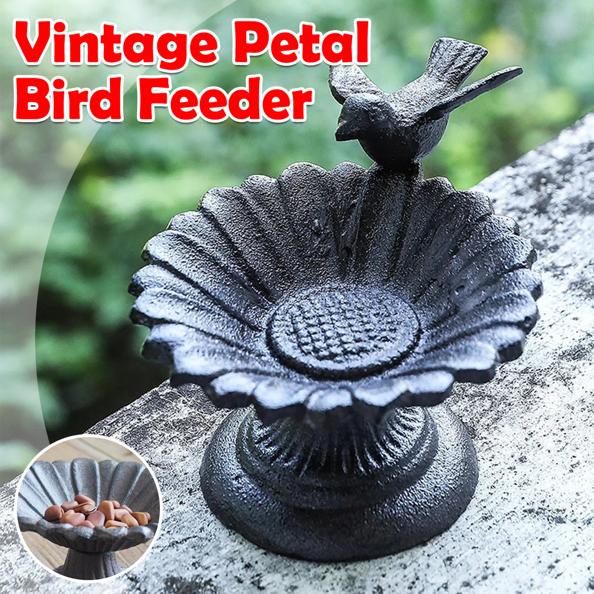 Retro Petal Shaped Bird Feeder Hanging Decorative Outdoor Garden Bird Feeding V528-BIRD-FEEDER-653576