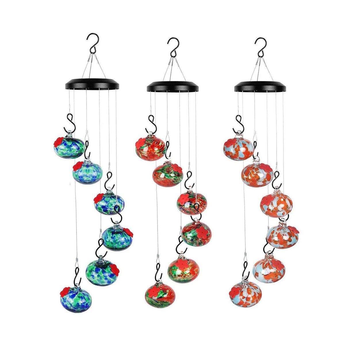 Hanging Hummingbird Feeder Outdoor Garden Nectar Dispenser Attracting Birds - Red Green V528-BIRD-FEEDER-B-611388