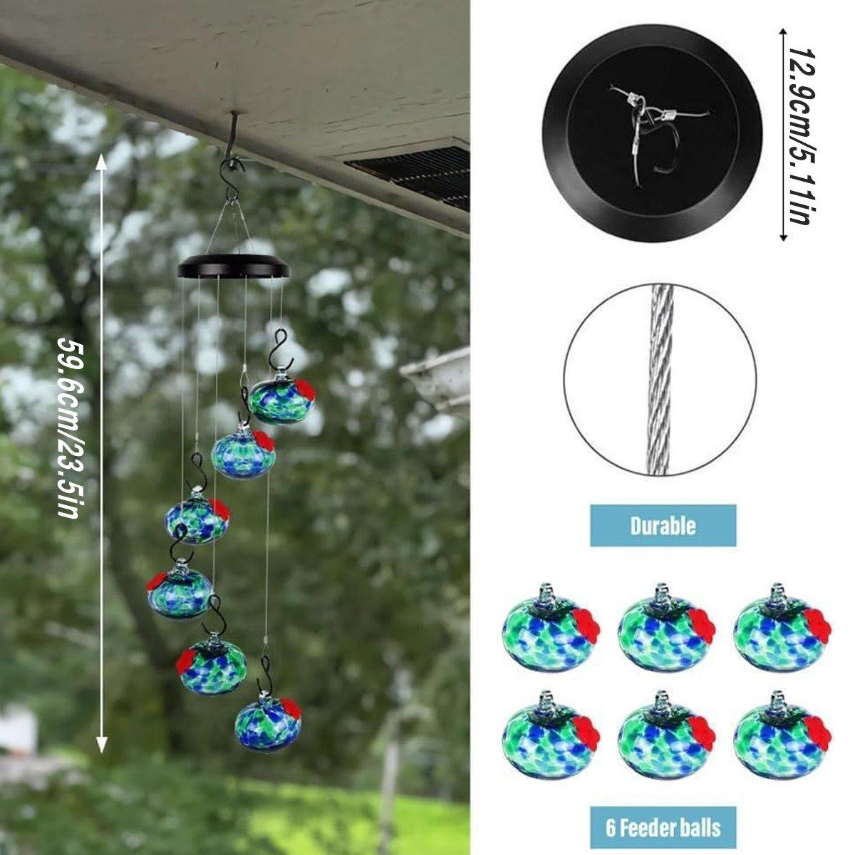 Hanging Hummingbird Feeder Outdoor Garden Nectar Dispenser Attracting Birds - Red Green V528-BIRD-FEEDER-B-611388