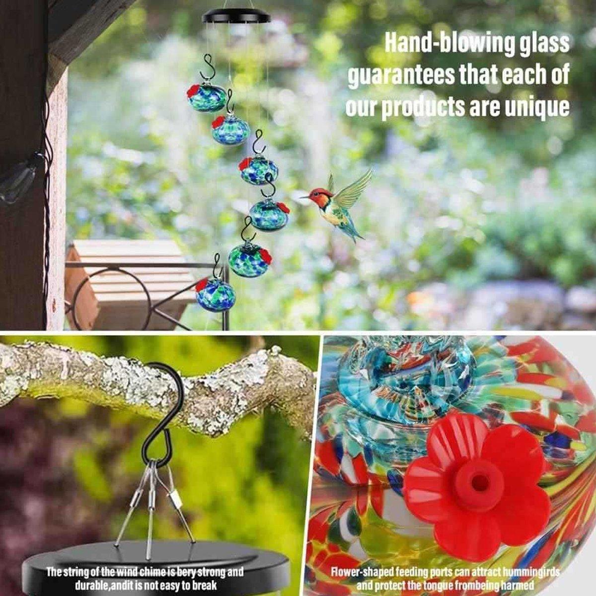 Hanging Hummingbird Feeder Outdoor Garden Nectar Dispenser Attracting Birds - Red Green V528-BIRD-FEEDER-B-611388