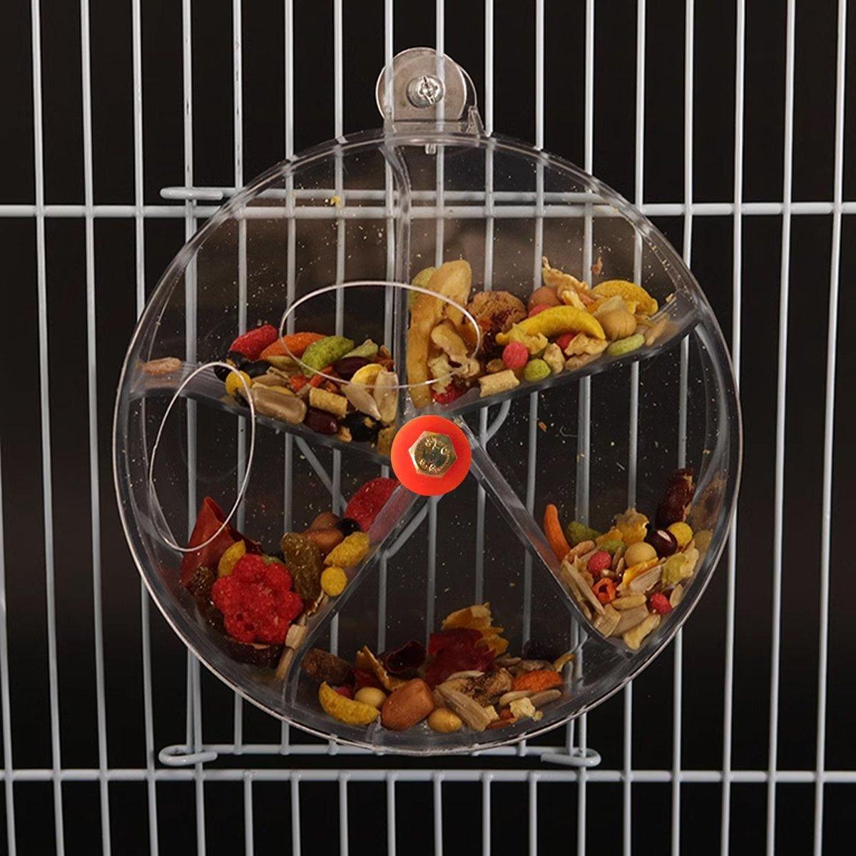 Parrot Foraging Toy Bird Chew Wheel Food Dispenser Divider Box Cage Accessory - Blue V528-BIRD-FEEDER-BLUE-244150