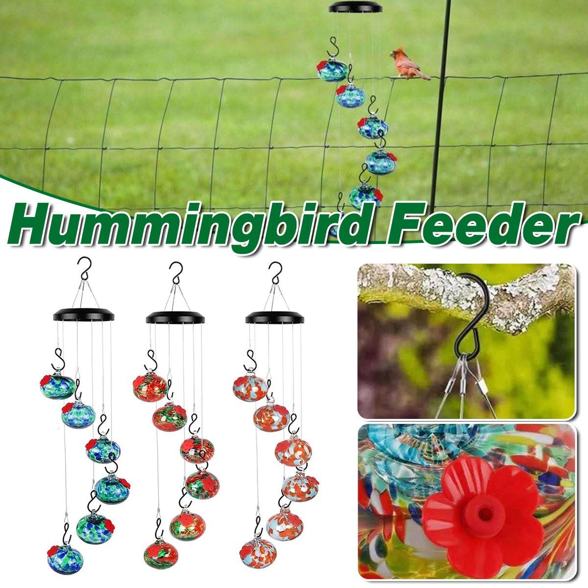 Hanging Hummingbird Feeder Outdoor Garden Nectar Dispenser Attracting Birds - Red Blue V528-BIRD-FEEDER-C-515086