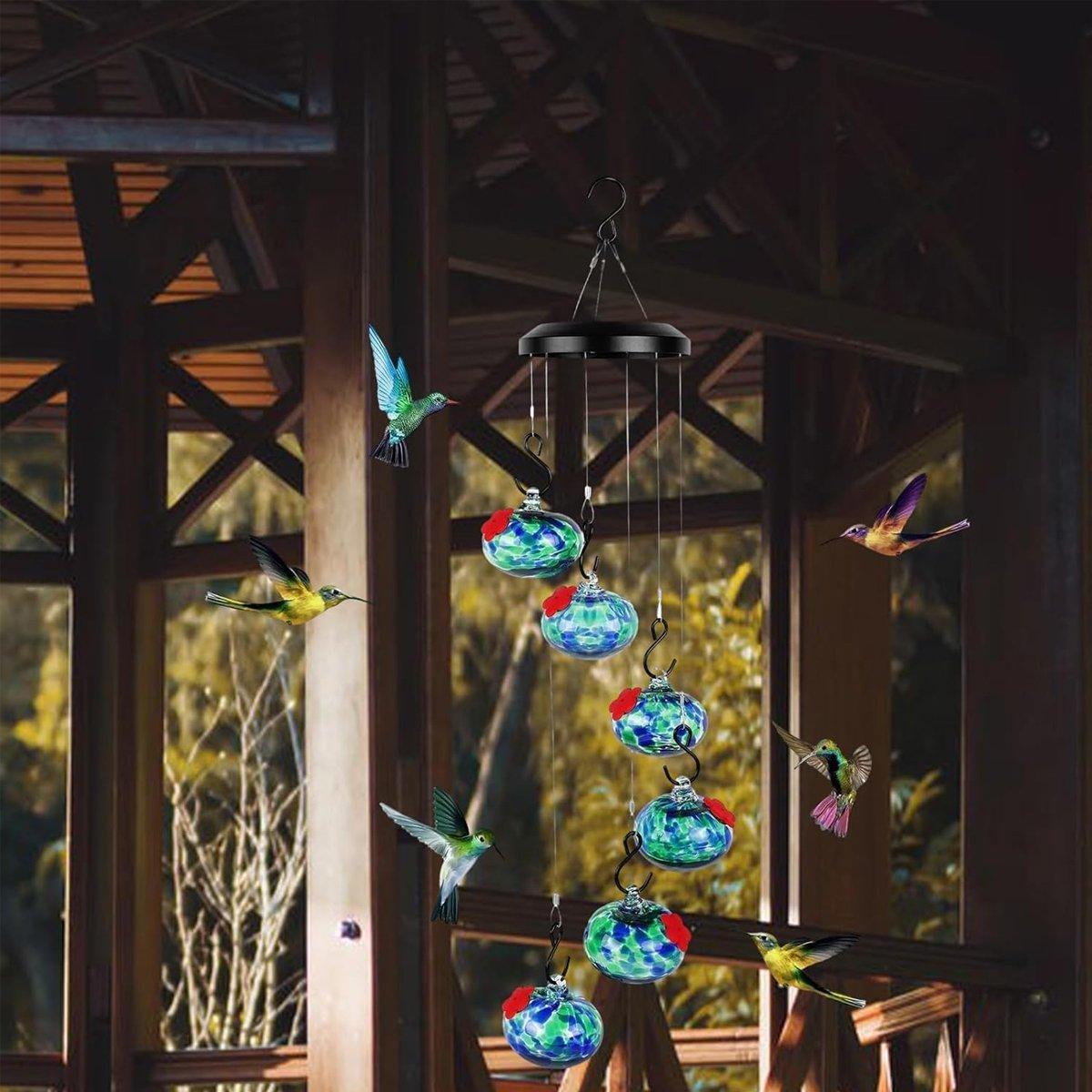 Hanging Hummingbird Feeder Outdoor Garden Nectar Dispenser Attracting Birds - Red Blue V528-BIRD-FEEDER-C-515086