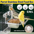 Parrot Stainless Steel Food Bowl Bird Feeder Cage Hanging Dish for Pet Birds - L V528-BIRD-FEEDER-L-775814