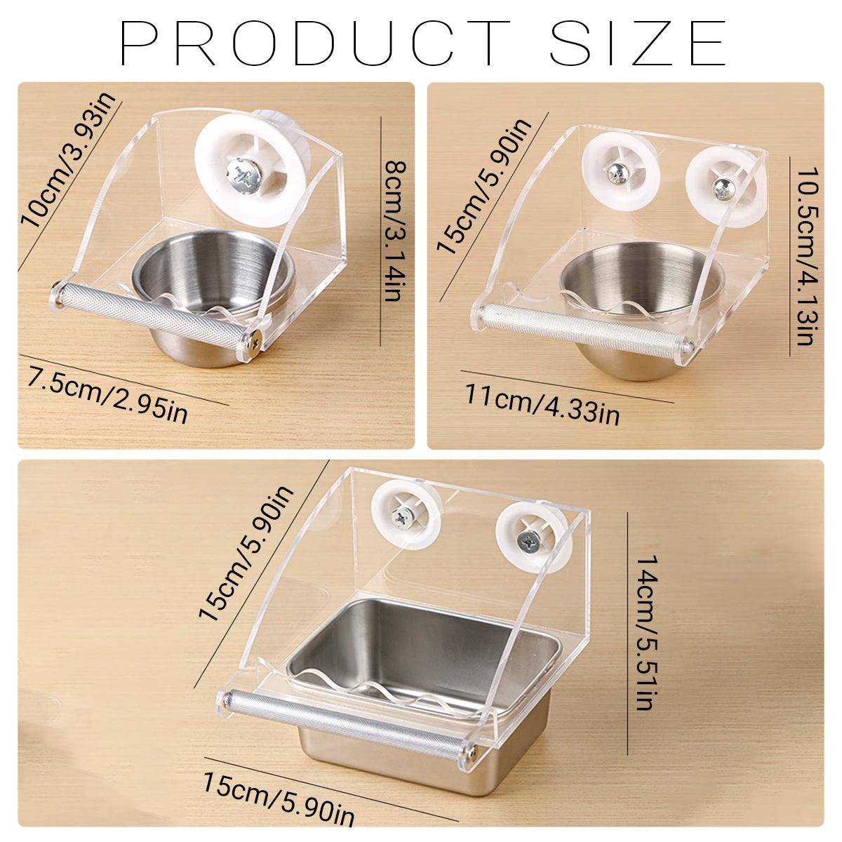 Parrot Stainless Steel Food Bowl Bird Feeder Cage Hanging Dish for Pet Birds - L V528-BIRD-FEEDER-L-775814