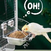 Parrot Stainless Steel Food Bowl Bird Feeder Cage Hanging Dish for Pet Birds - L V528-BIRD-FEEDER-L-775814