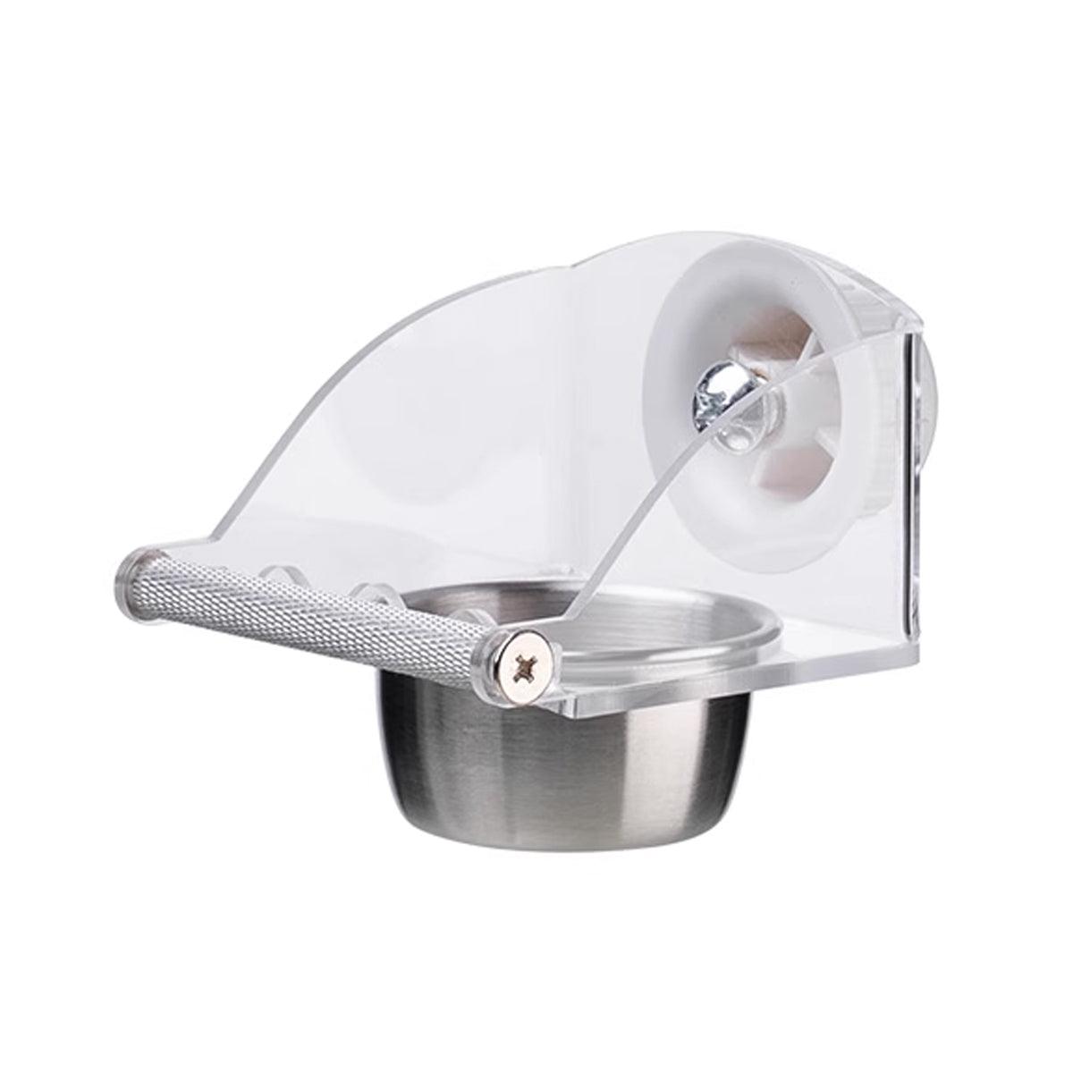 Parrot Stainless Steel Food Bowl Bird Feeder Cage Hanging Dish for Pet Birds - L V528-BIRD-FEEDER-L-775814