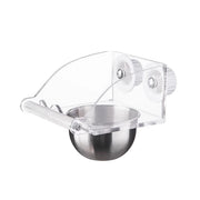 Parrot Stainless Steel Food Bowl Bird Feeder Cage Hanging Dish for Pet Birds - L V528-BIRD-FEEDER-L-775814