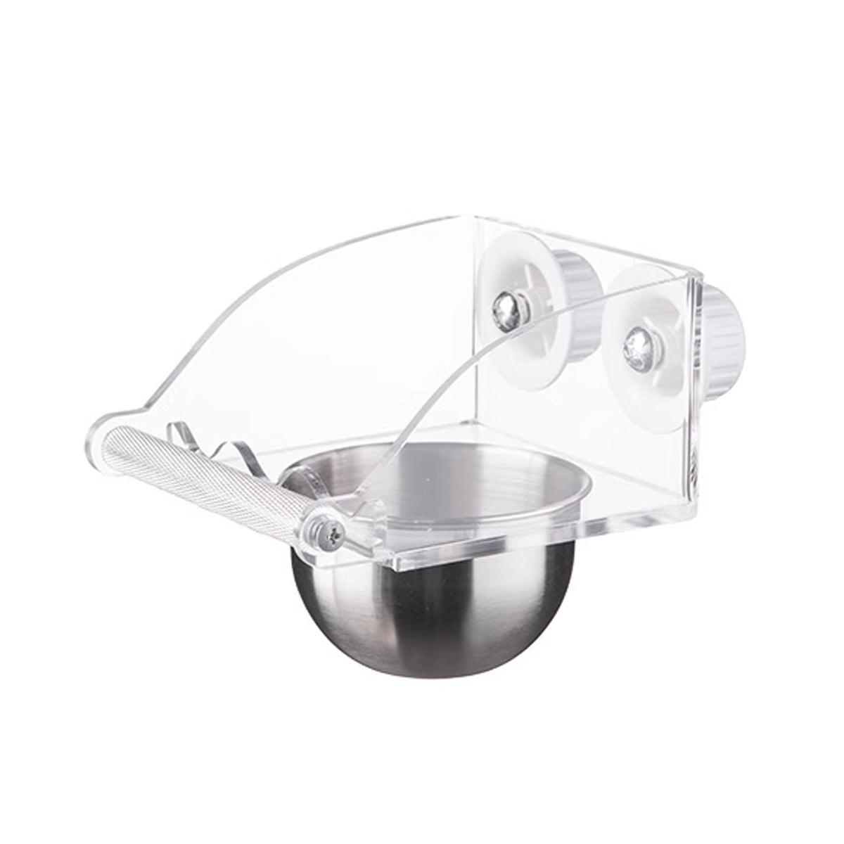 Parrot Stainless Steel Food Bowl Bird Feeder Cage Hanging Dish for Pet Birds - L V528-BIRD-FEEDER-L-775814