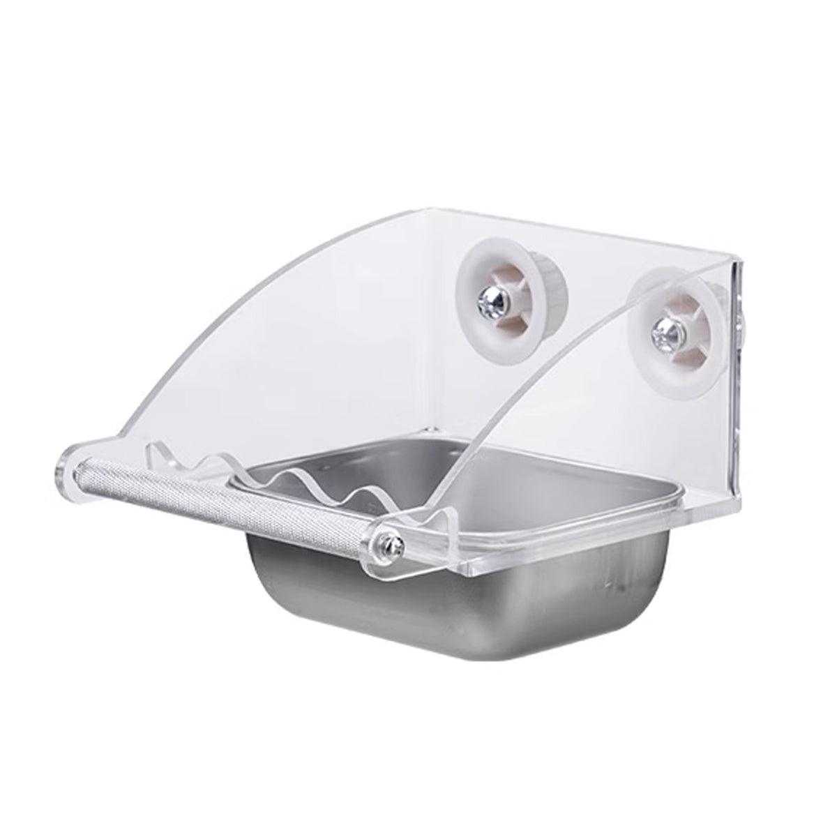 Parrot Stainless Steel Food Bowl Bird Feeder Cage Hanging Dish for Pet Birds - L V528-BIRD-FEEDER-L-775814