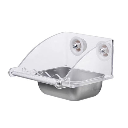 Parrot Stainless Steel Food Bowl Bird Feeder Cage Hanging Dish for Pet Birds - L V528-BIRD-FEEDER-L-775814