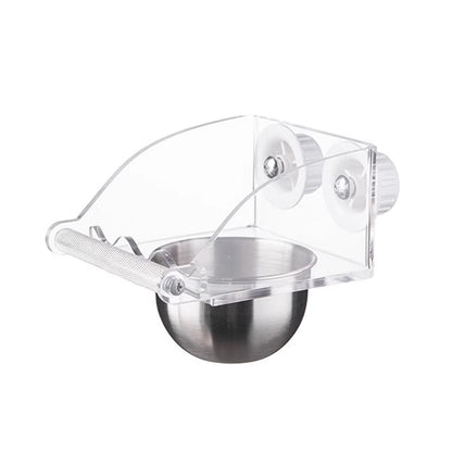 Parrot Stainless Steel Food Bowl Bird Feeder Cage Hanging Dish for Pet Birds - S V528-BIRD-FEEDER-S-152857