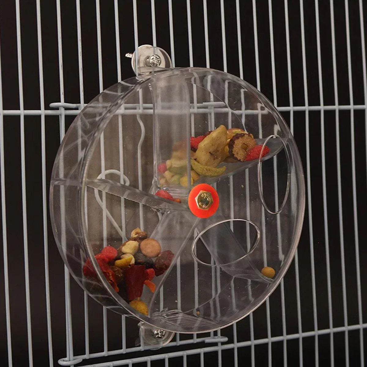 Parrot Foraging Toy Bird Chew Wheel Food Dispenser Divider Box Cage Accessory - Transparent V528-BIRD-FEEDER-TM-719438