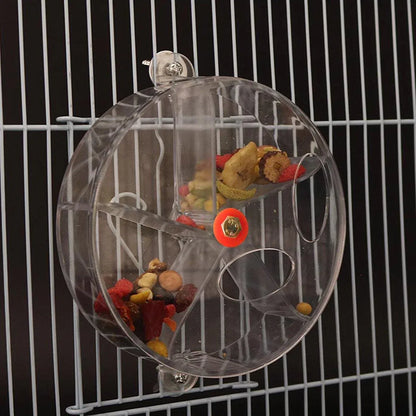 Parrot Foraging Toy Bird Chew Wheel Food Dispenser Divider Box Cage Accessory - Transparent V528-BIRD-FEEDER-TM-719438