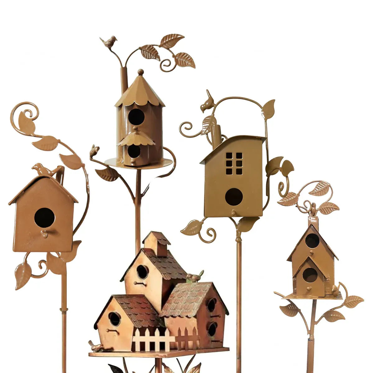 Birdhouse Garden Stakes Outdoor Yard Ornaments for Lawn and Garden Decoration - D V528-BIRD-HOUSE-D-942193