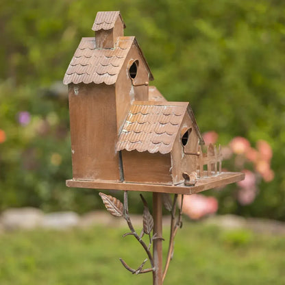 Birdhouse Garden Stakes Outdoor Yard Ornaments for Lawn and Garden Decoration - D V528-BIRD-HOUSE-D-942193