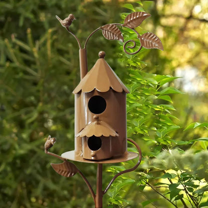 Birdhouse Garden Stakes Outdoor Yard Ornaments for Lawn and Garden Decoration - D V528-BIRD-HOUSE-D-942193