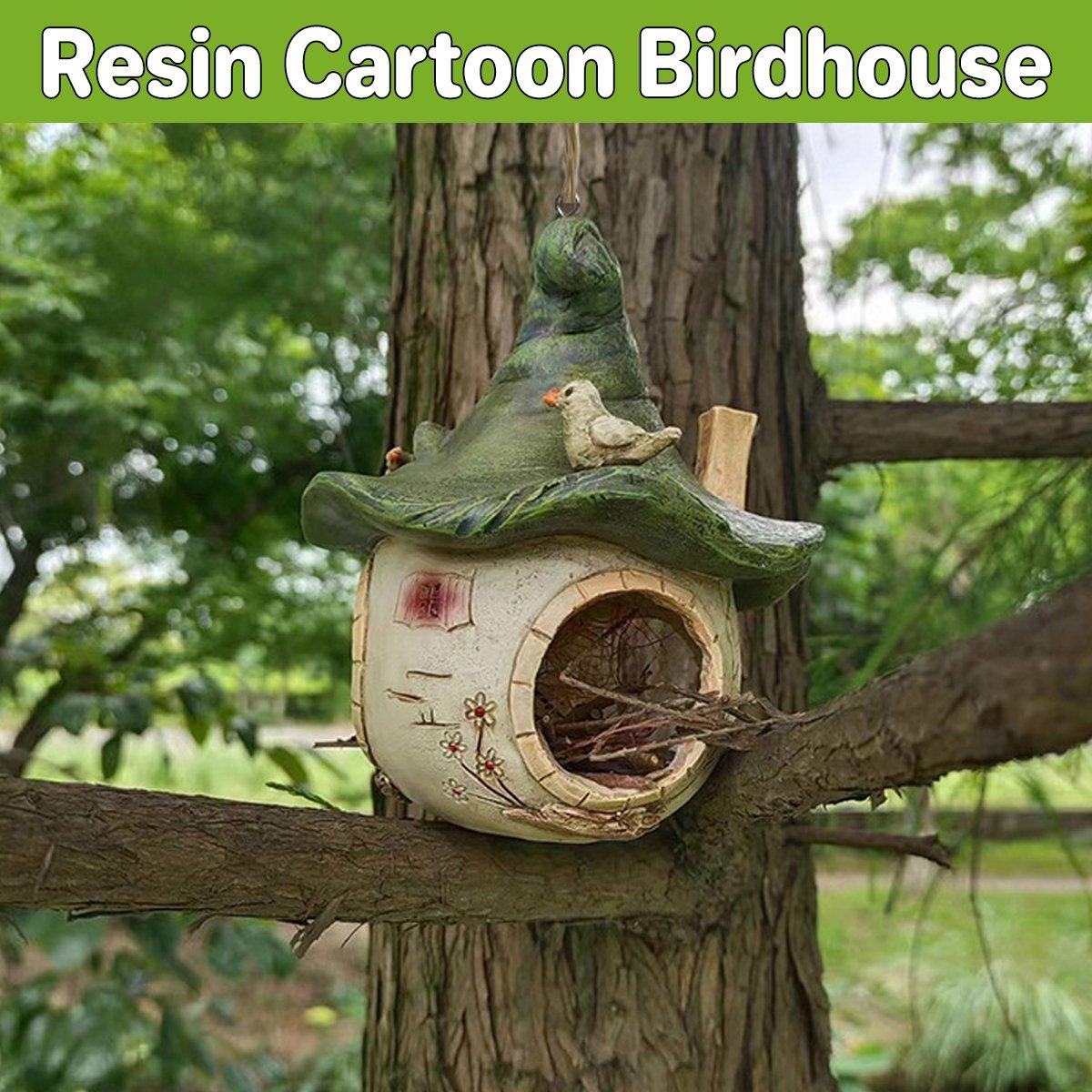 Cartoon Hanging Birdhouse Cozy Nest Resin Garden Outdoor Tree Patio Decor V528-BIRD-NEST-174357