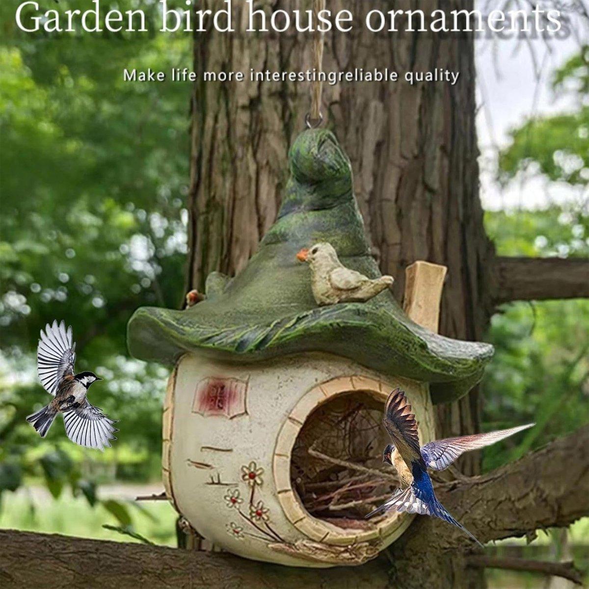 Cartoon Hanging Birdhouse Cozy Nest Resin Garden Outdoor Tree Patio Decor V528-BIRD-NEST-174357