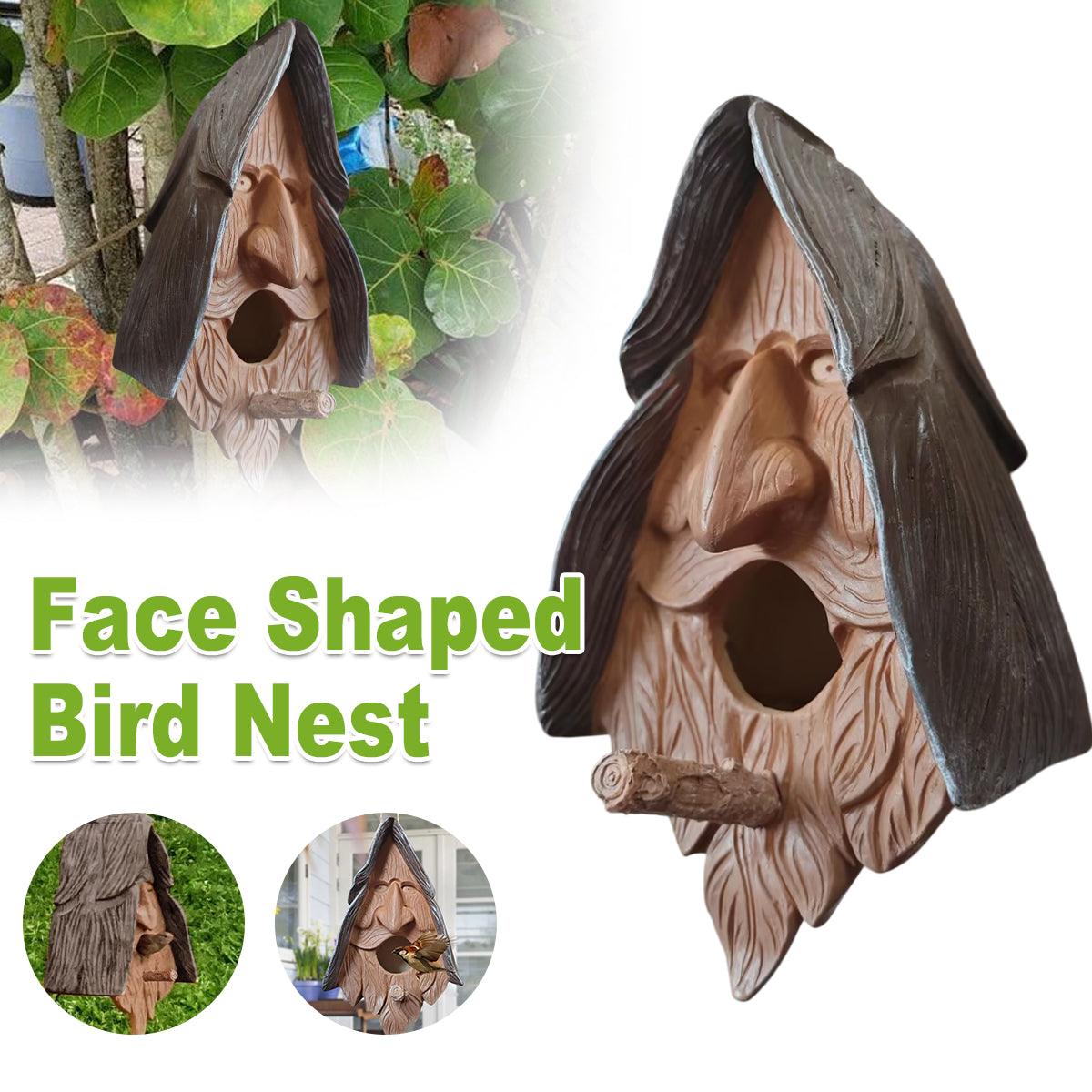 Human Face Birdhouse Resin Garden Ornament Outdoor Bird Nest Decor Statue V528-BIRD-NEST-546667