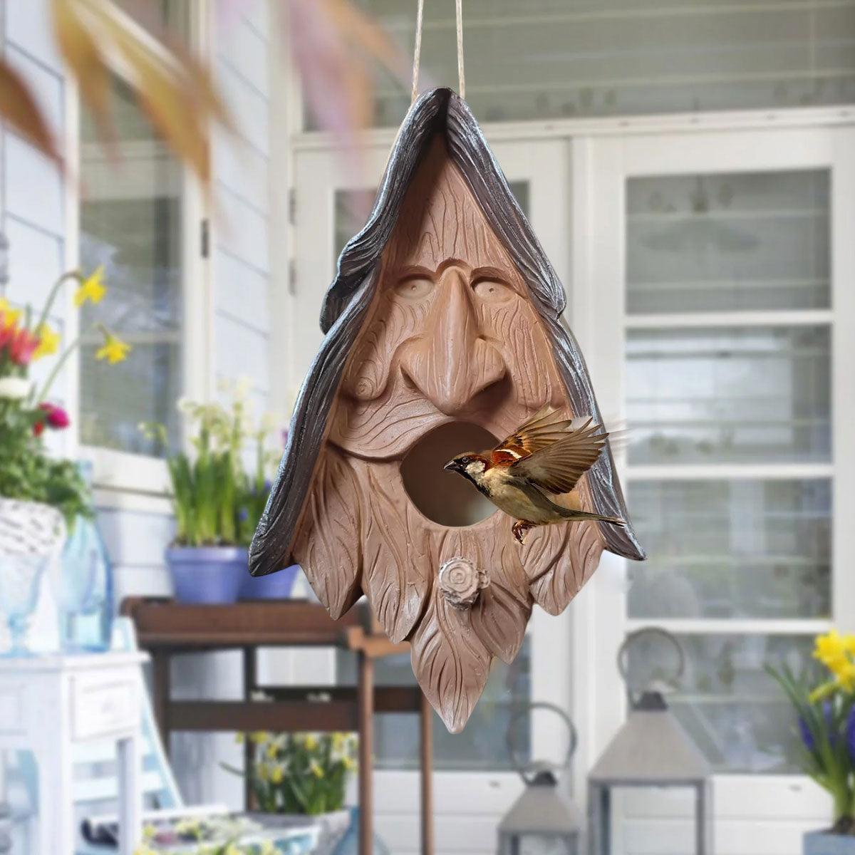 Human Face Birdhouse Resin Garden Ornament Outdoor Bird Nest Decor Statue V528-BIRD-NEST-546667