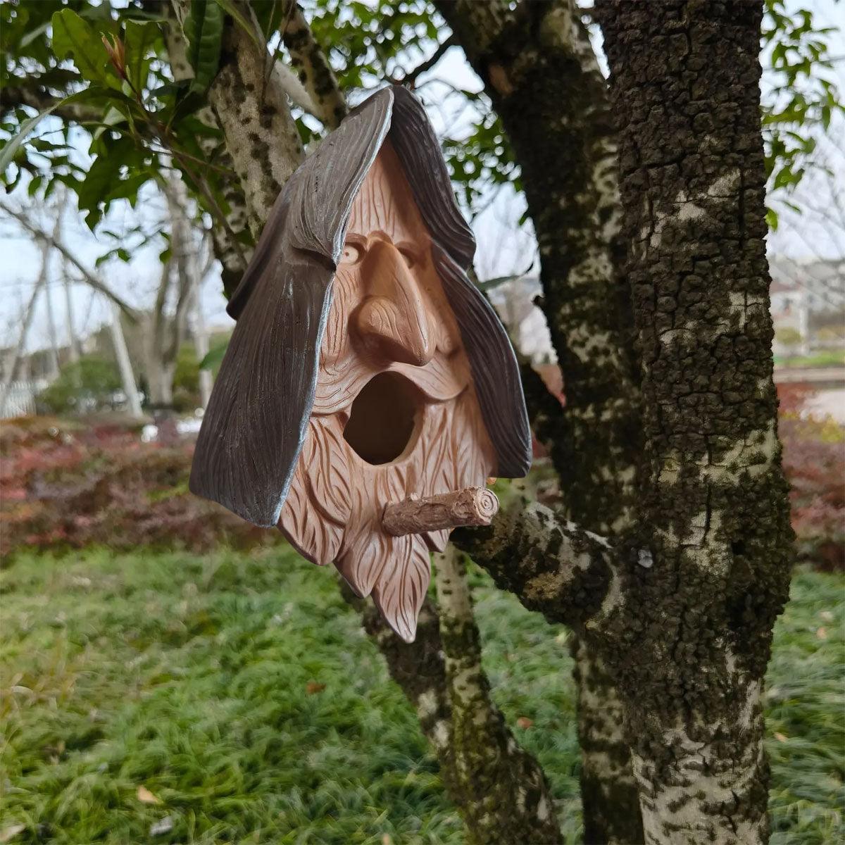 Human Face Birdhouse Resin Garden Ornament Outdoor Bird Nest Decor Statue V528-BIRD-NEST-546667
