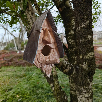 Human Face Birdhouse Resin Garden Ornament Outdoor Bird Nest Decor Statue V528-BIRD-NEST-546667