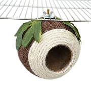 Bird Nest Parrot Nest Coconut Shell Braided Twine Colourful Cage Hanging Bed - White-Brown-Screw Model V528-BIRD-NEST-COFFEE-LS-818927