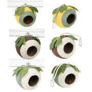 Bird Nest Parrot Nest Coconut Shell Braided Twine Colourful Cage Hanging Bed - White-Green-Screw Model V528-BIRD-NEST-GREEN-LS-755818