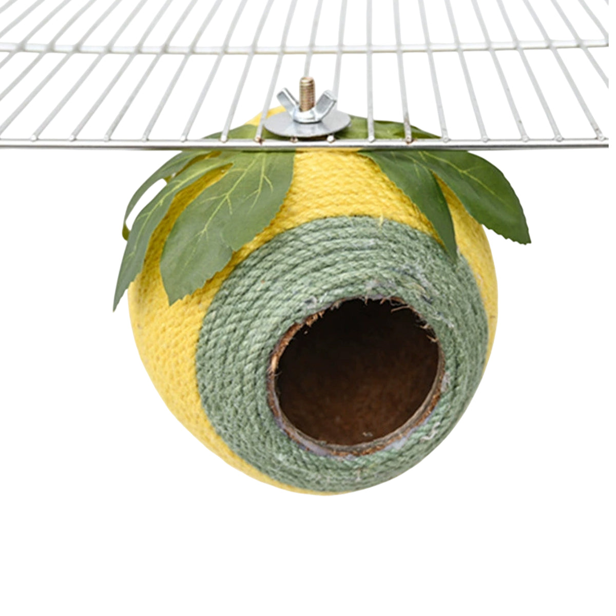Bird Nest Parrot Nest Coconut Shell Braided Twine Colourful Cage Hanging Bed - White-Green-Screw Model V528-BIRD-NEST-GREEN-LS-755818
