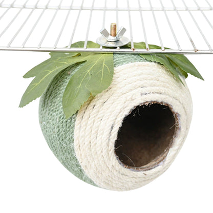 Bird Nest Parrot Nest Coconut Shell Braided Twine Colourful Cage Hanging Bed - White-Green-Screw Model V528-BIRD-NEST-GREEN-LS-755818