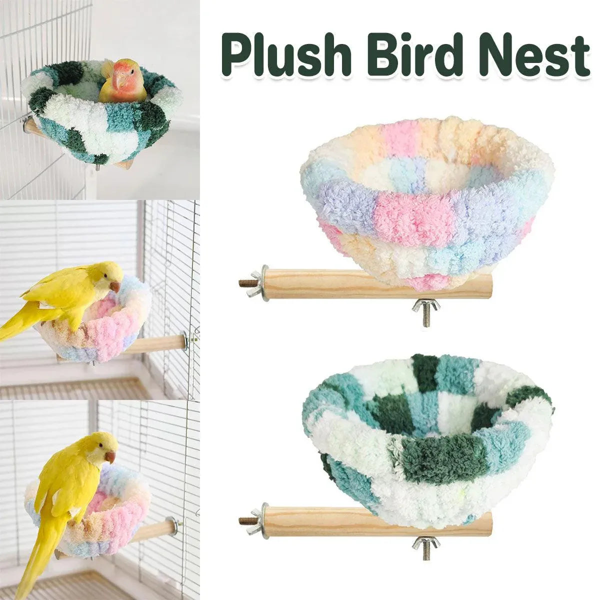 Parrot Winter Warm Nest Fluffy Cotton Hanging Bed Colourful Bird Cage House - Pink V528-BIRD-NEST-MHT-254657