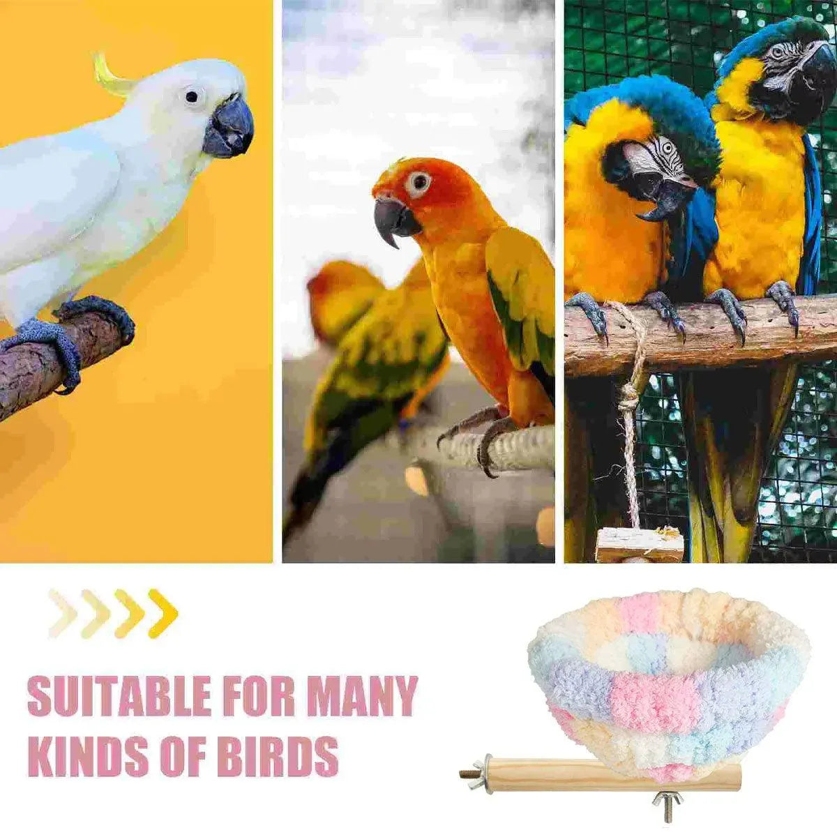 Parrot Winter Warm Nest Fluffy Cotton Hanging Bed Colourful Bird Cage House - Pink V528-BIRD-NEST-MHT-254657