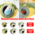 Bird Nest Parrot Nest Coconut Shell Braided Twine Colourful Cage Hanging Bed - Green-Yellow-Screw Model V528-BIRD-NEST-YELLOW-LS-639920