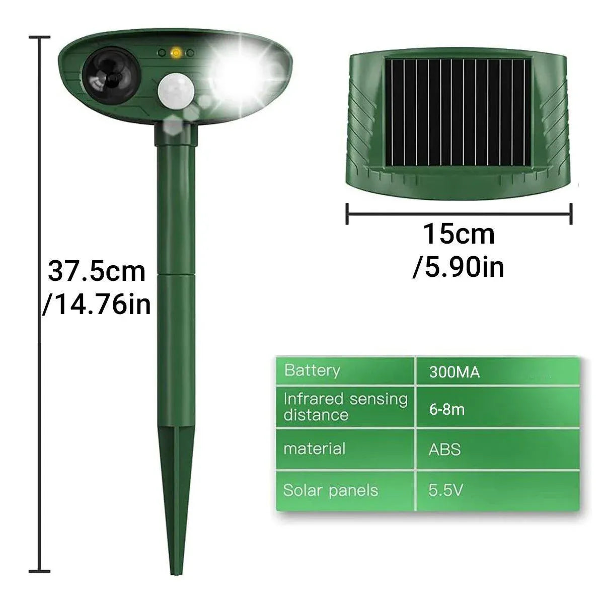 Solar Powered Ultrasonic Animal Bird Repeller Outdoor Pest Insect Control Device V528-BIRD-REPELLER-945602